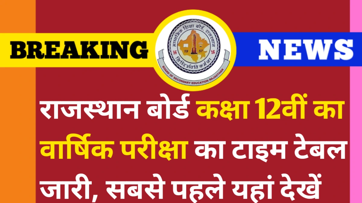 RBSE 12th Class Exam Date 2025